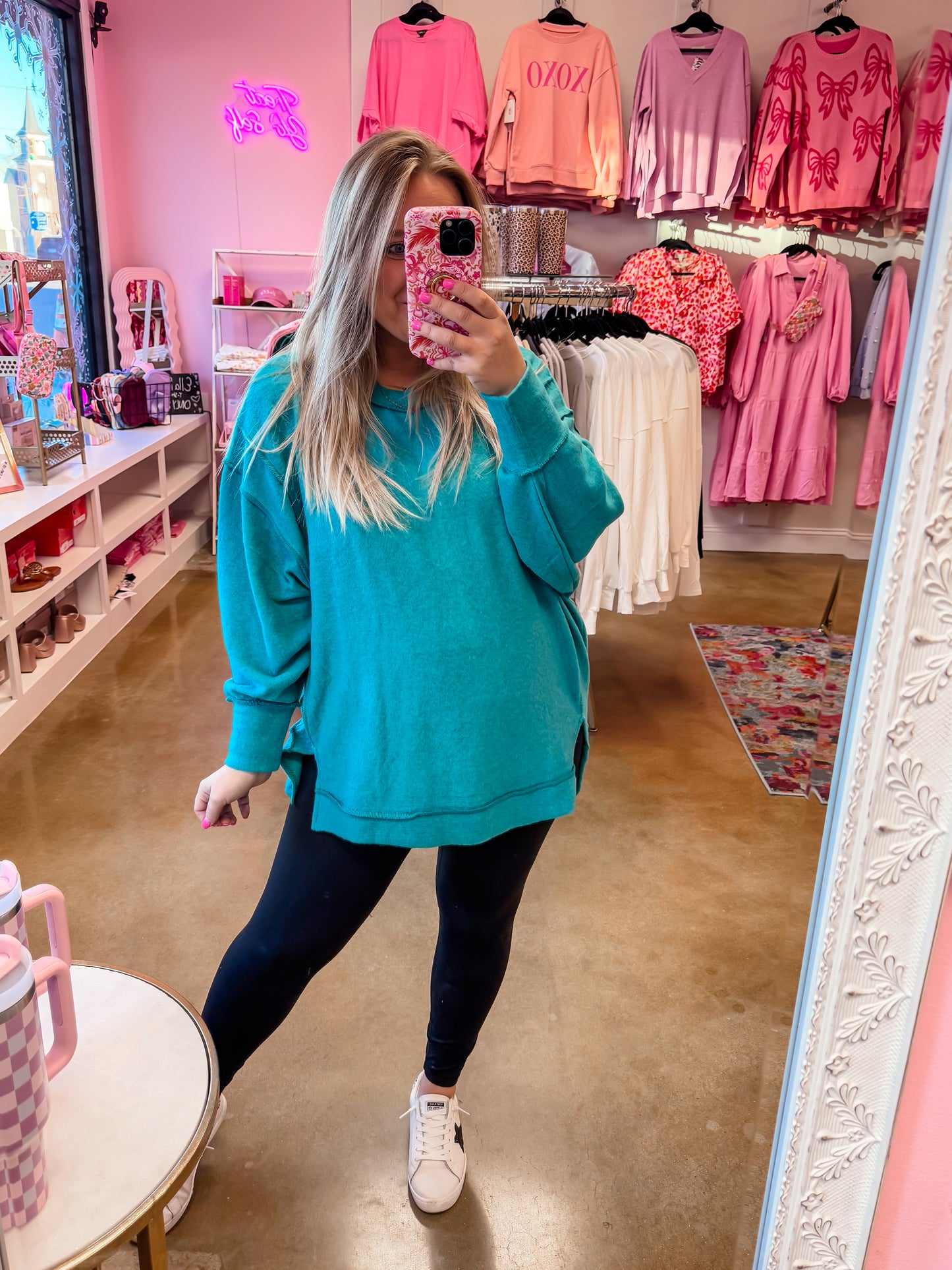 Curvy Brushed Oversized Sweater - Teal