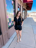 LuxeEase Dolman Sleeve Romper - Black