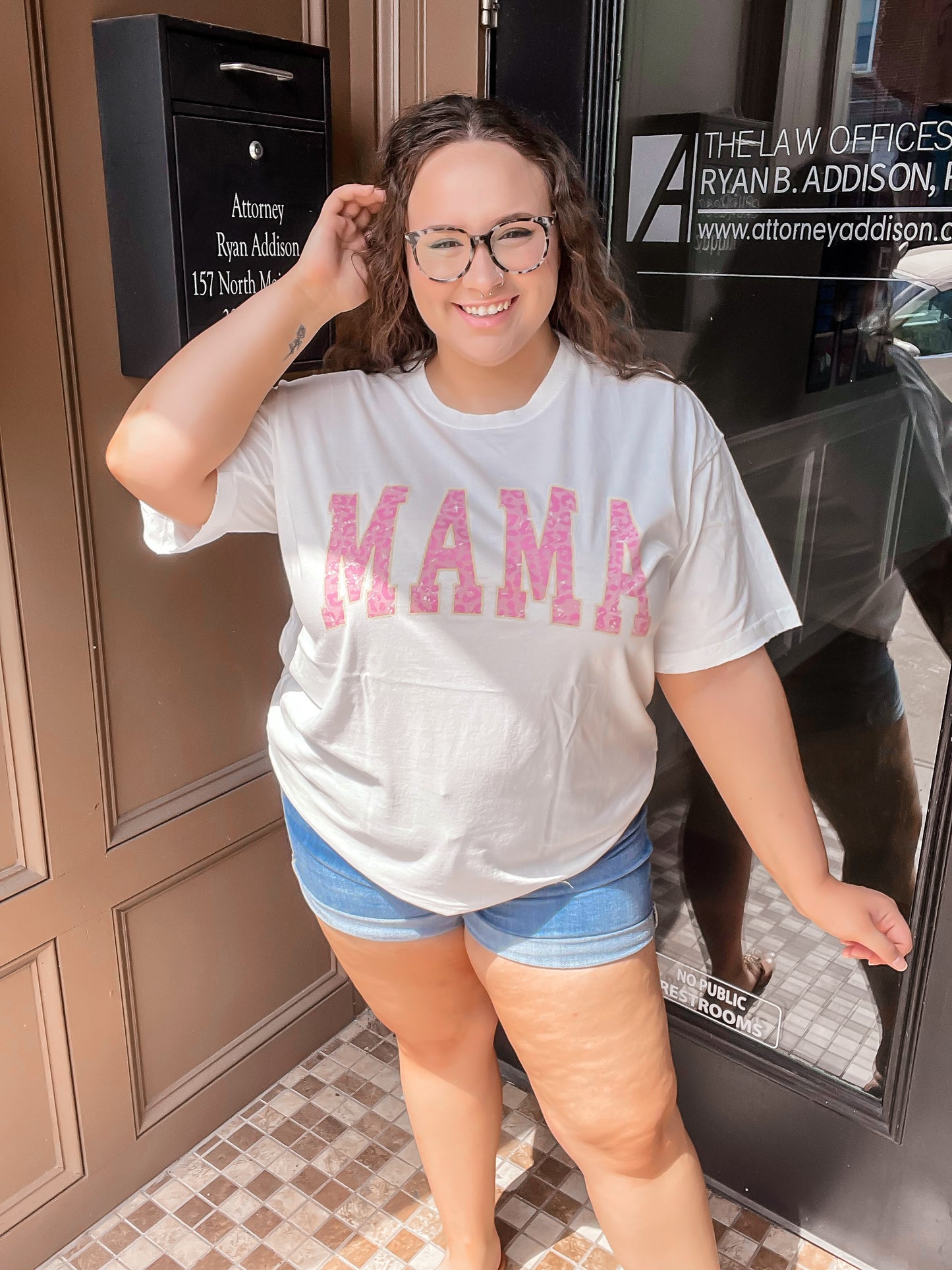 Pink Leopard MAMA Graphic Tee