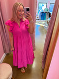 Hot Pink Midi Dress