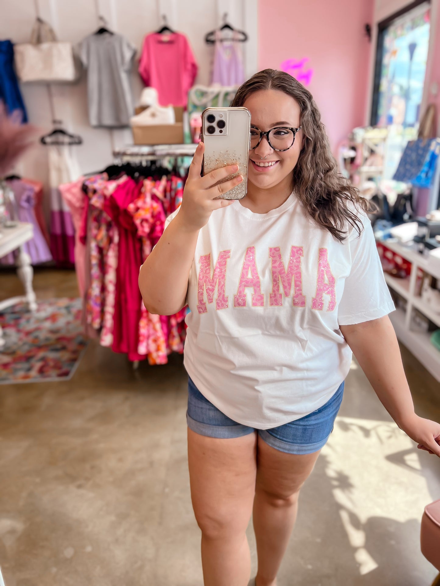 Pink Leopard MAMA Graphic Tee