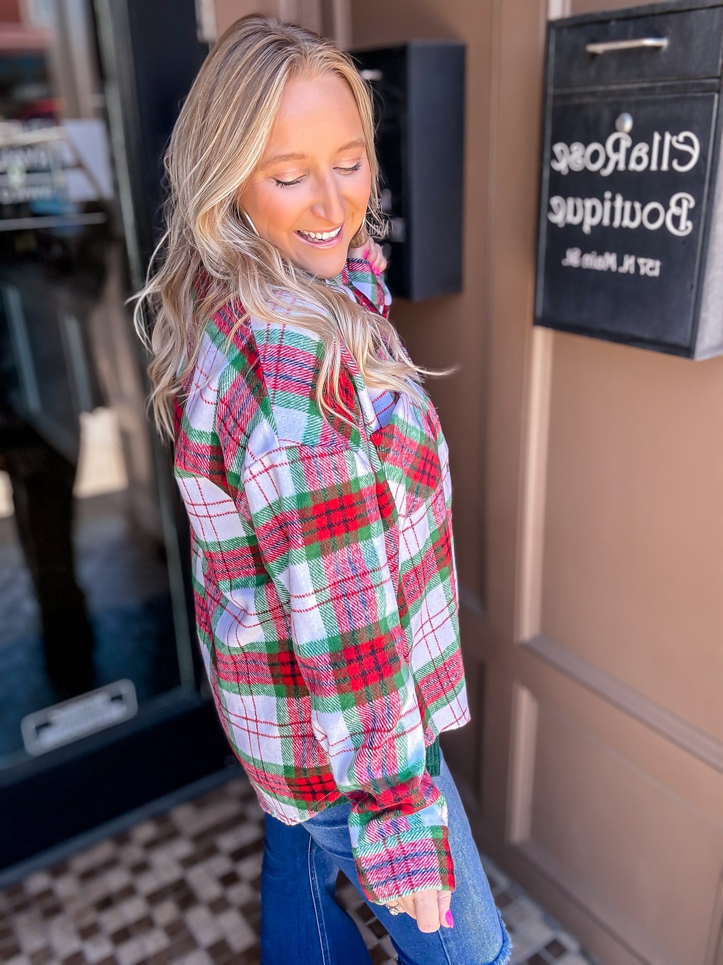 Red/Green Plaid Button Down