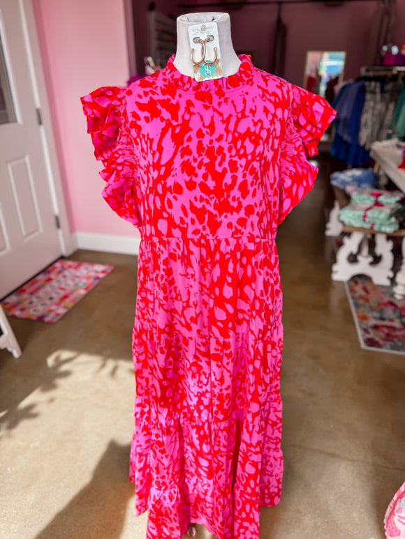Bold Beauty Ruffle Maxi Dress Pink