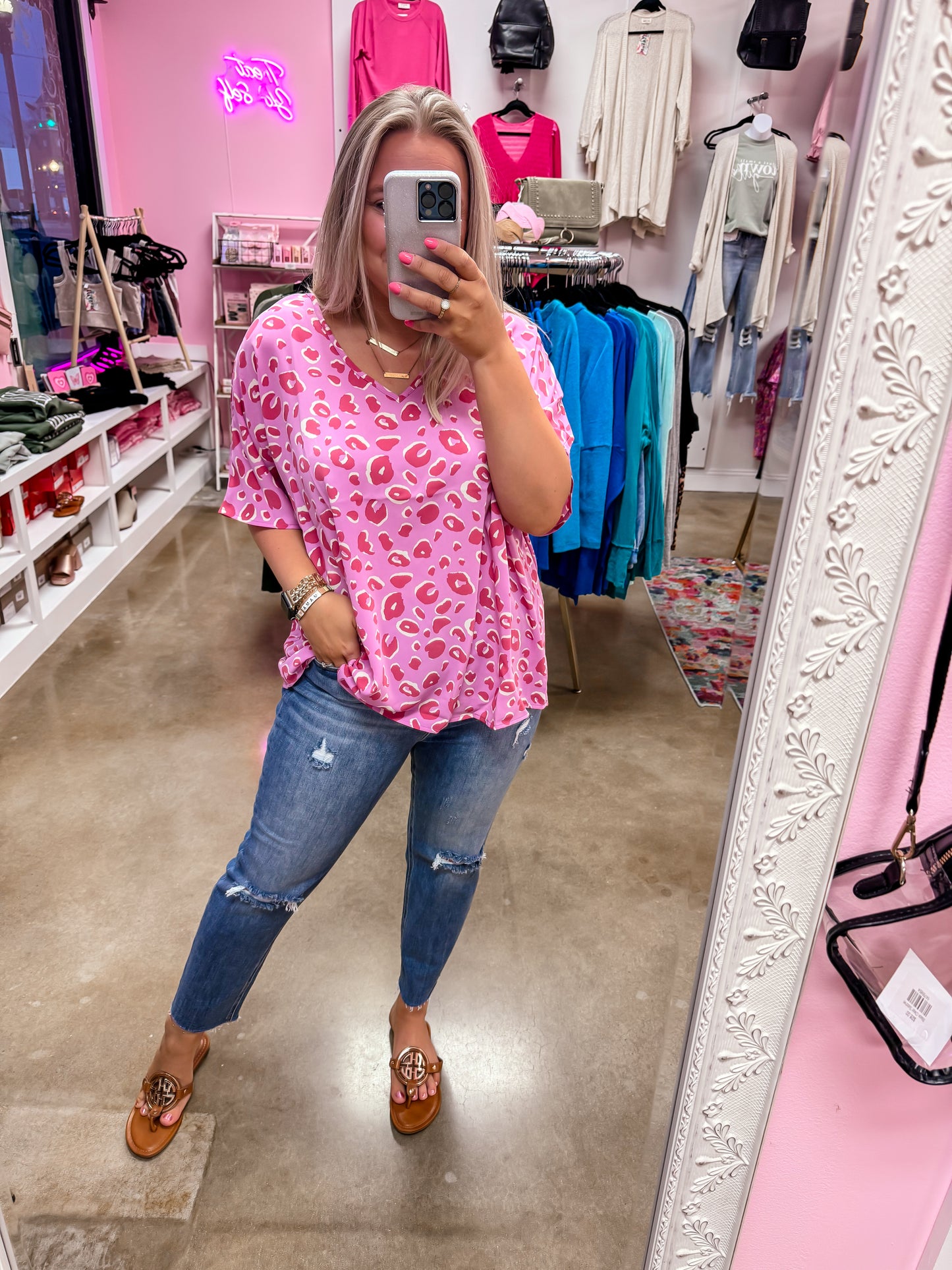 Pink Leopard Blouse