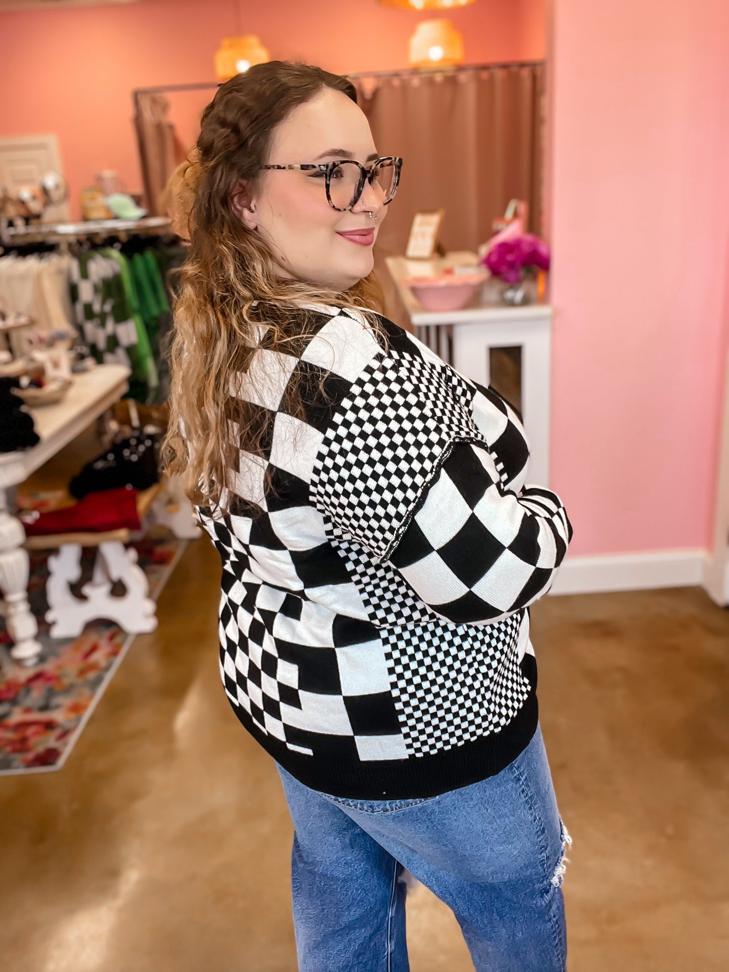 Checkered Sweater - Black