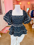 Midnight Ruffle Peplum Top