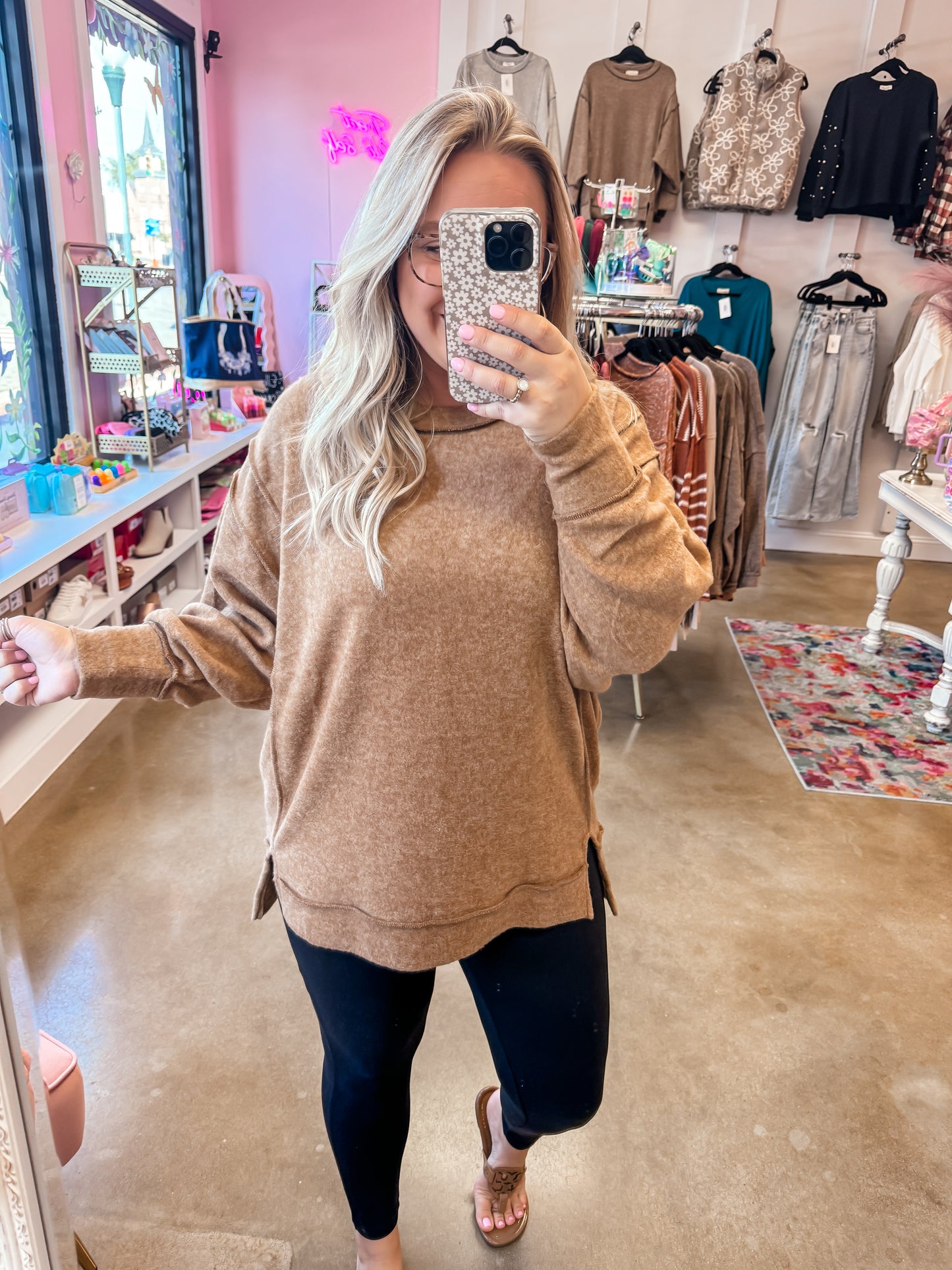 Brushed Oversized Sweater - Camel