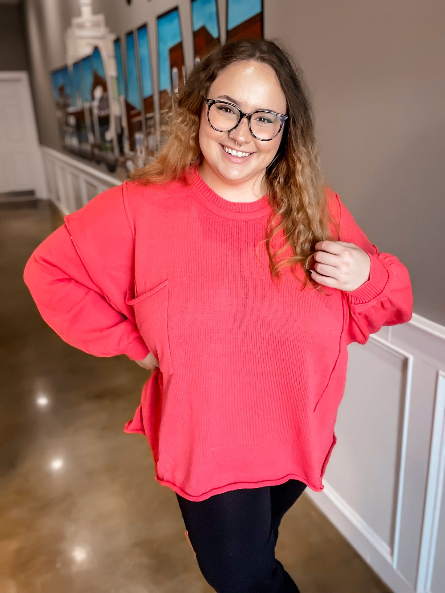 Coral Sweater Top