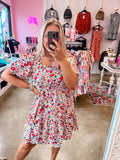Floral Square Neck Dress