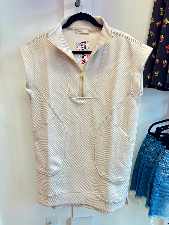 Cozy Chic Zip Dress - Beige