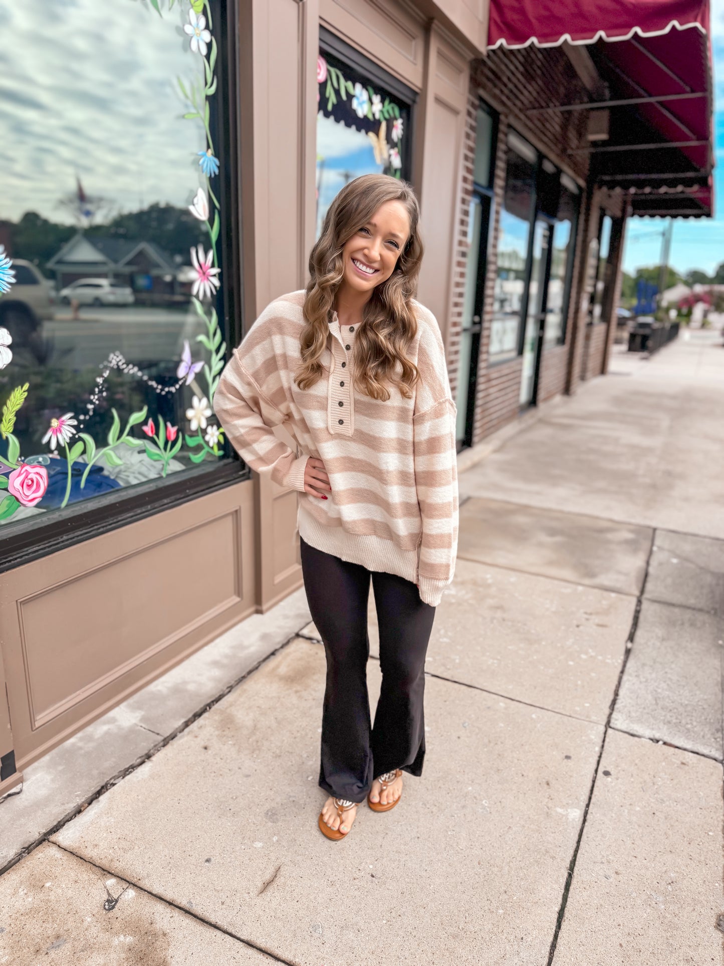 Neutral Striped Lover Top