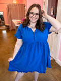 Cobalt Curvy Linen Dress