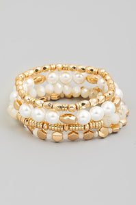 Gold Pearl Bracelet Set