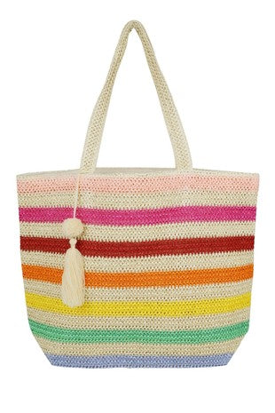Rainbow Stripe Beach Bag