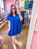 Cobalt Curvy Linen Dress