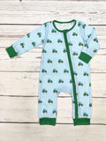Boy Tractor Print Zip Sleeper