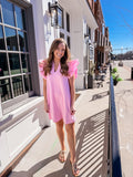 Pink Textured Mini Dress
