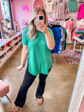 Short Sleeve Waffle Top - Kelly Green