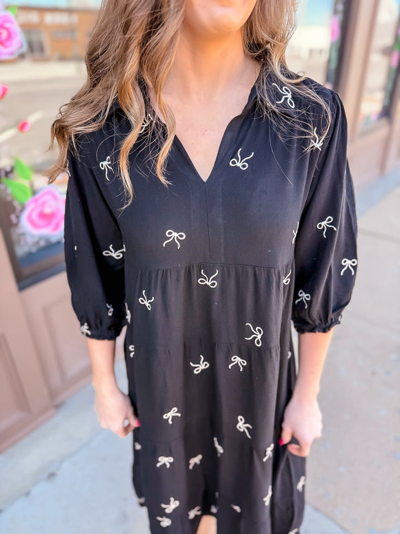 Graceful Bloom Tiered Ribbon Dress