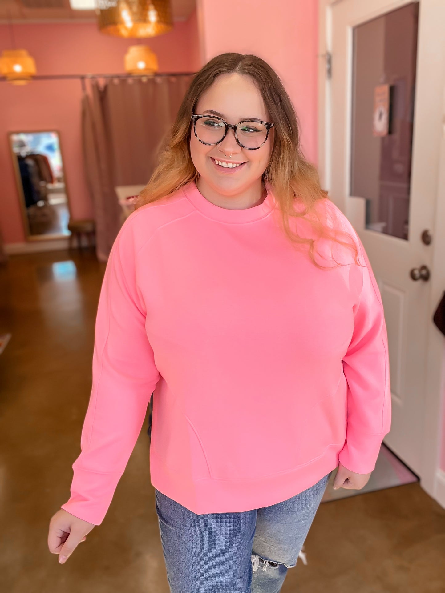 Bright Pink Scuba Pullover