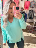 Cozy Coast Waffle Knit Top - Seafoam
