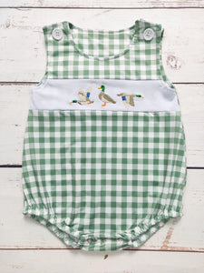 Baby Boys Checkered Duck Appliqué Romper