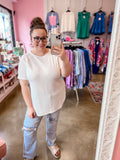 Short Sleeve Waffle Top - Ivory