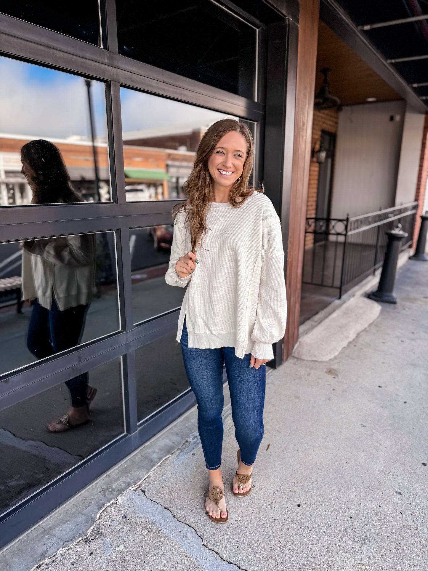 Ivory Waffle Knit Top