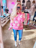 Pink Flower Sweater (S-3X)