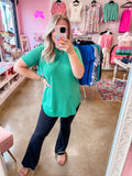 Short Sleeve Waffle Top - Kelly Green