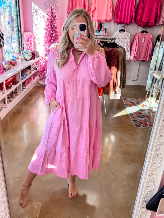 Pink Bubblegum Midi Dress