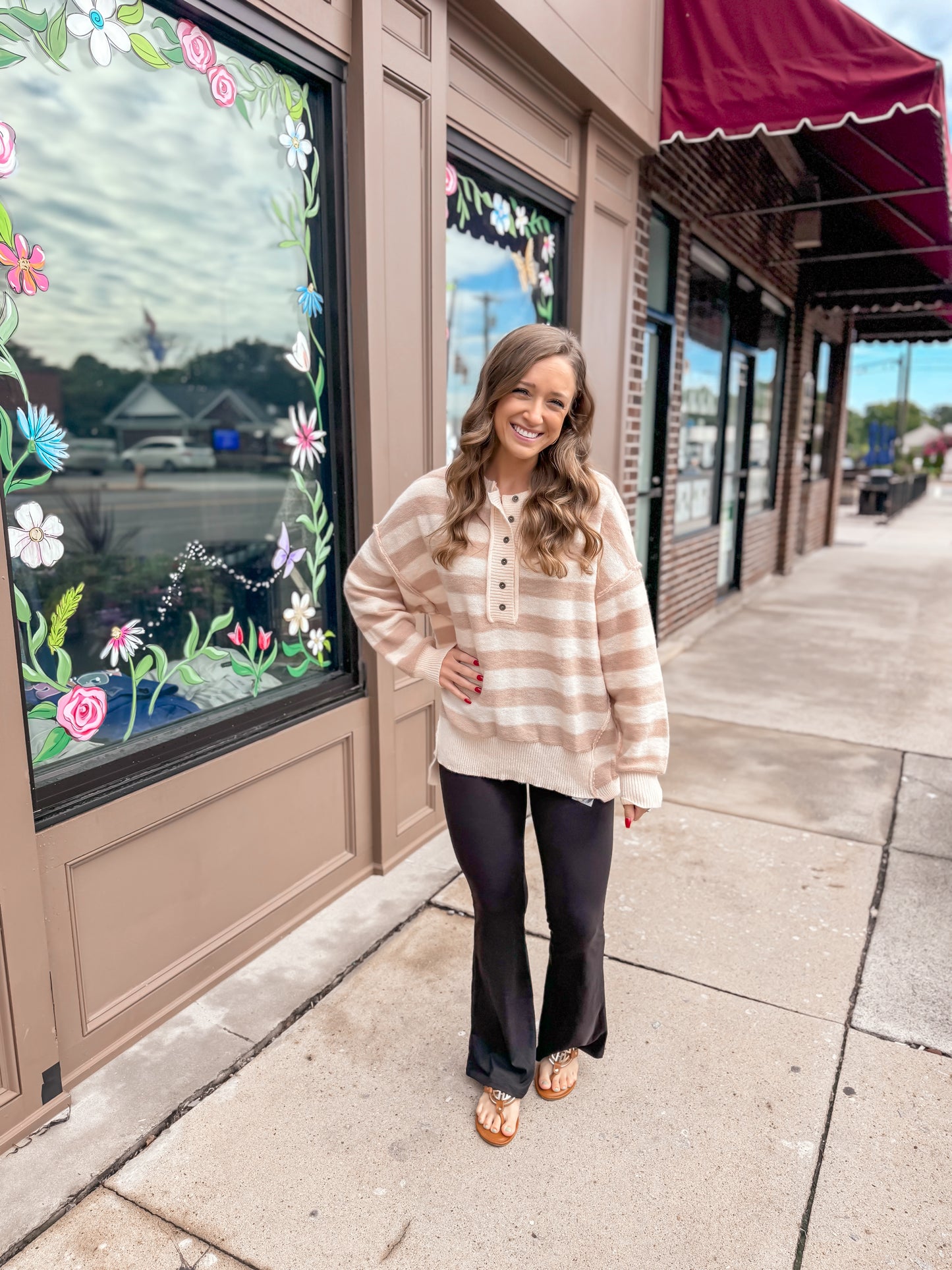 Neutral Striped Lover Top