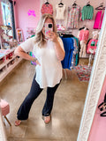 Short Sleeve Waffle Top - Ivory