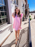 Pink Textured Mini Dress