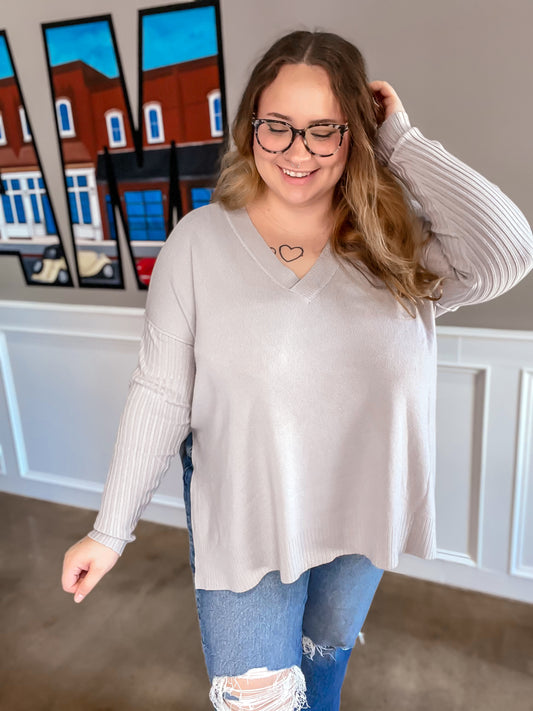 Ribbed Sweater - Gray