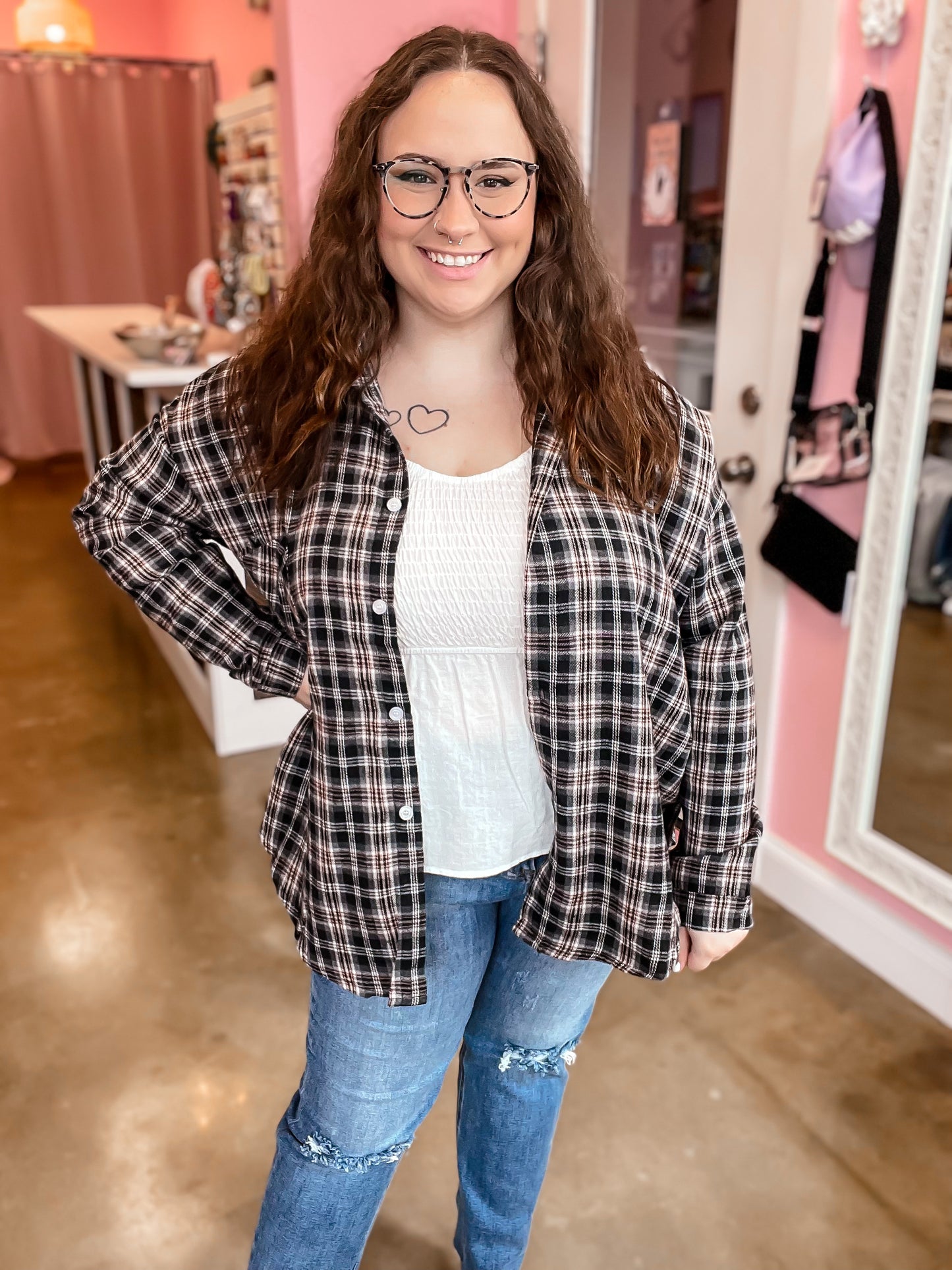 Curvy Black Flannel