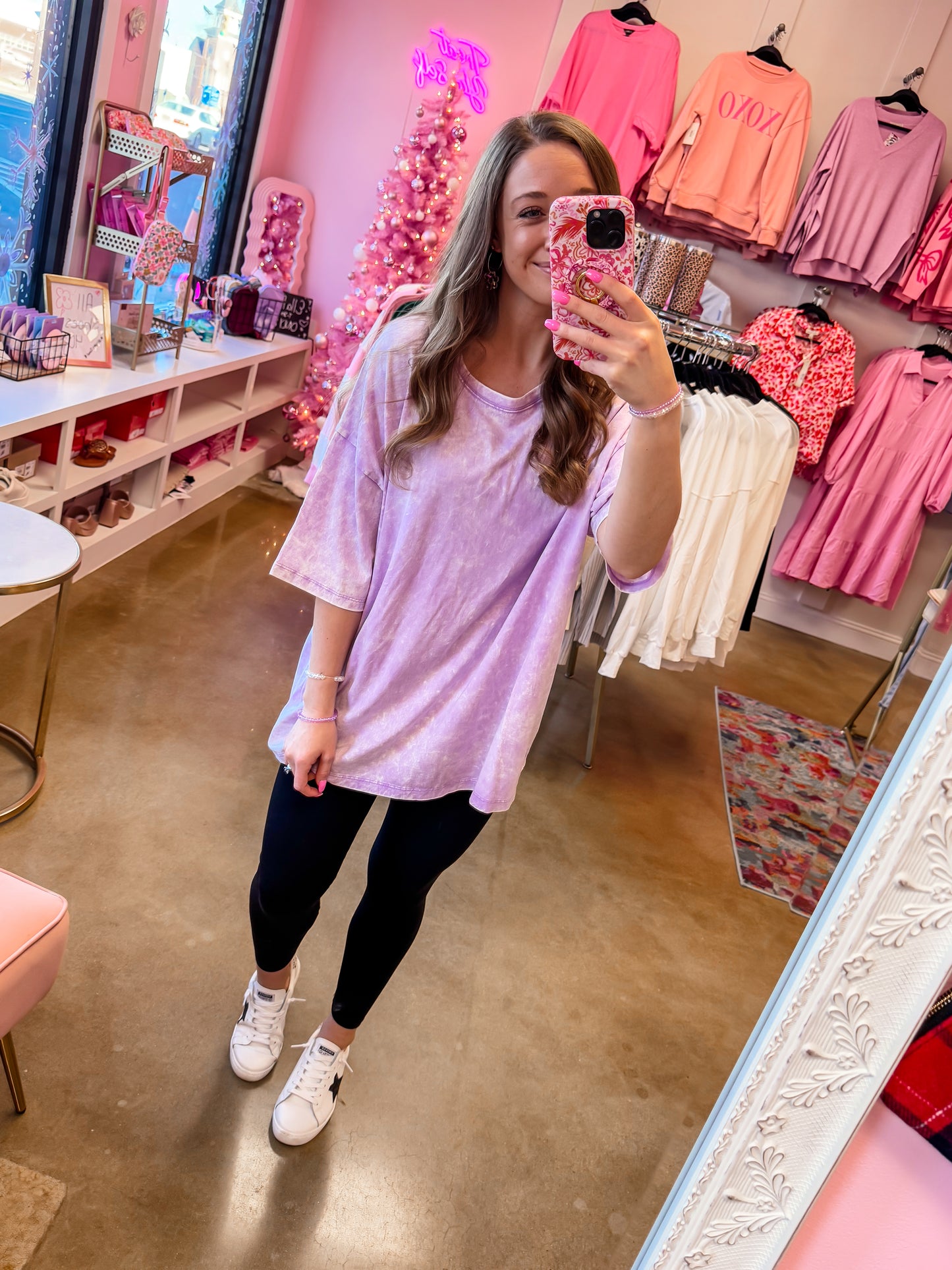 Acid Wash Boyfriend Tee - Lavender