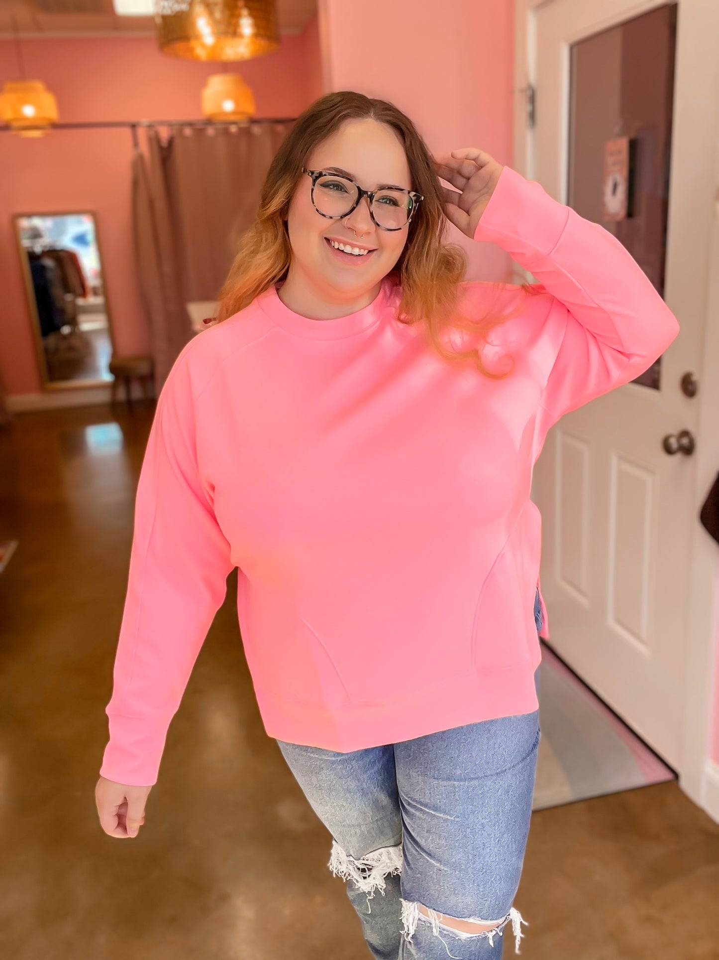 Bright Pink Scuba Pullover