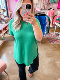 Short Sleeve Waffle Top - Kelly Green