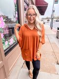 Hoodie Poncho Top - Spice