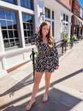 Black Floral Printed Romper