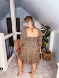 Brown Square Neck Dress