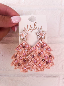 Pink Tree Earrings