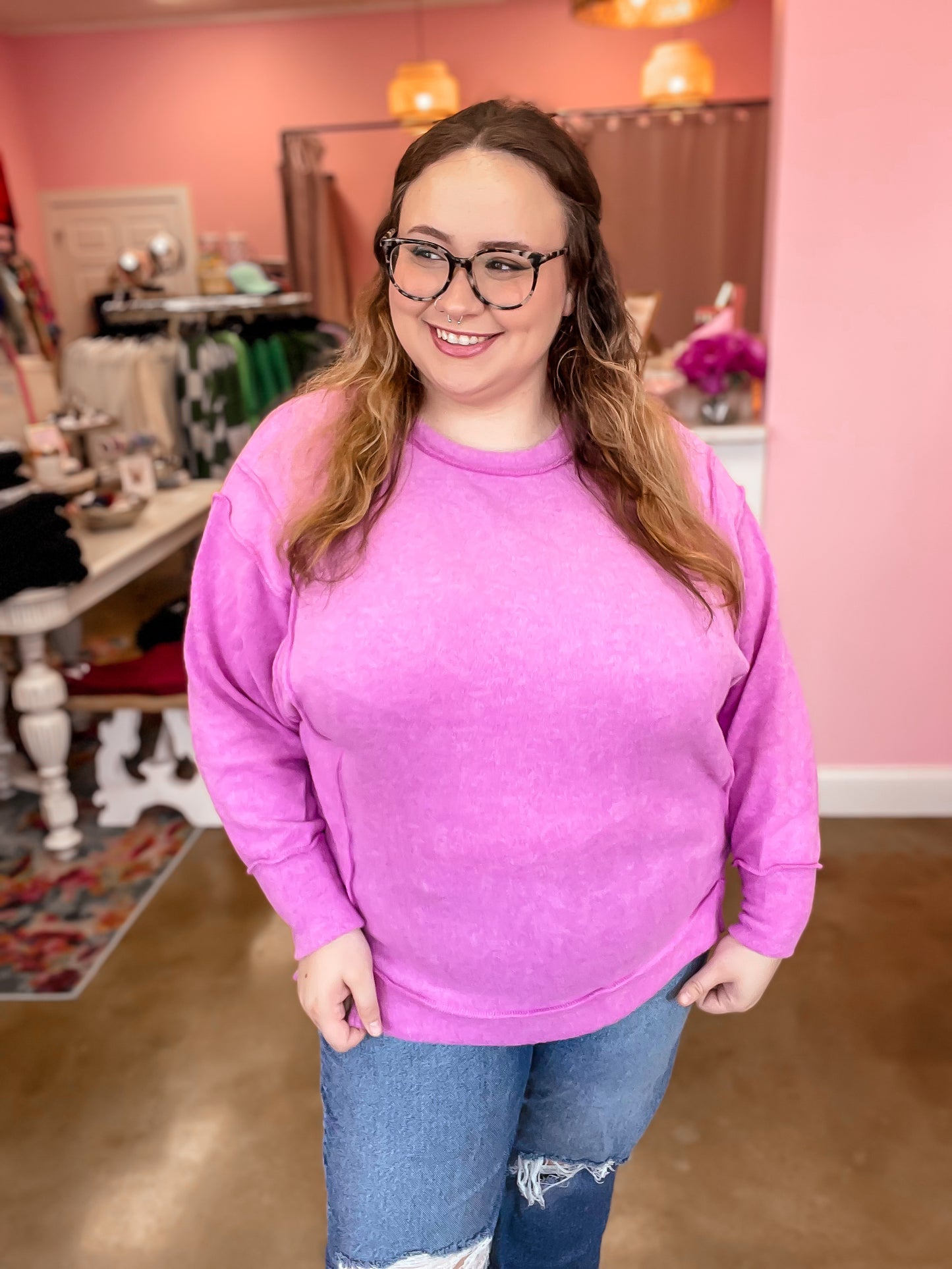 Brushed Oversized Sweater - Mauve