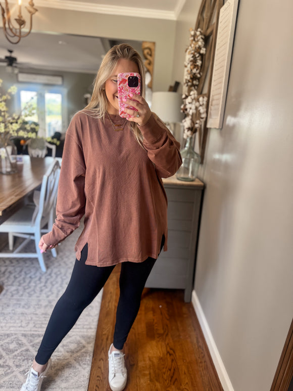Cozy Claire Top - Brown