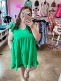 Green Cap Sleeve Dress