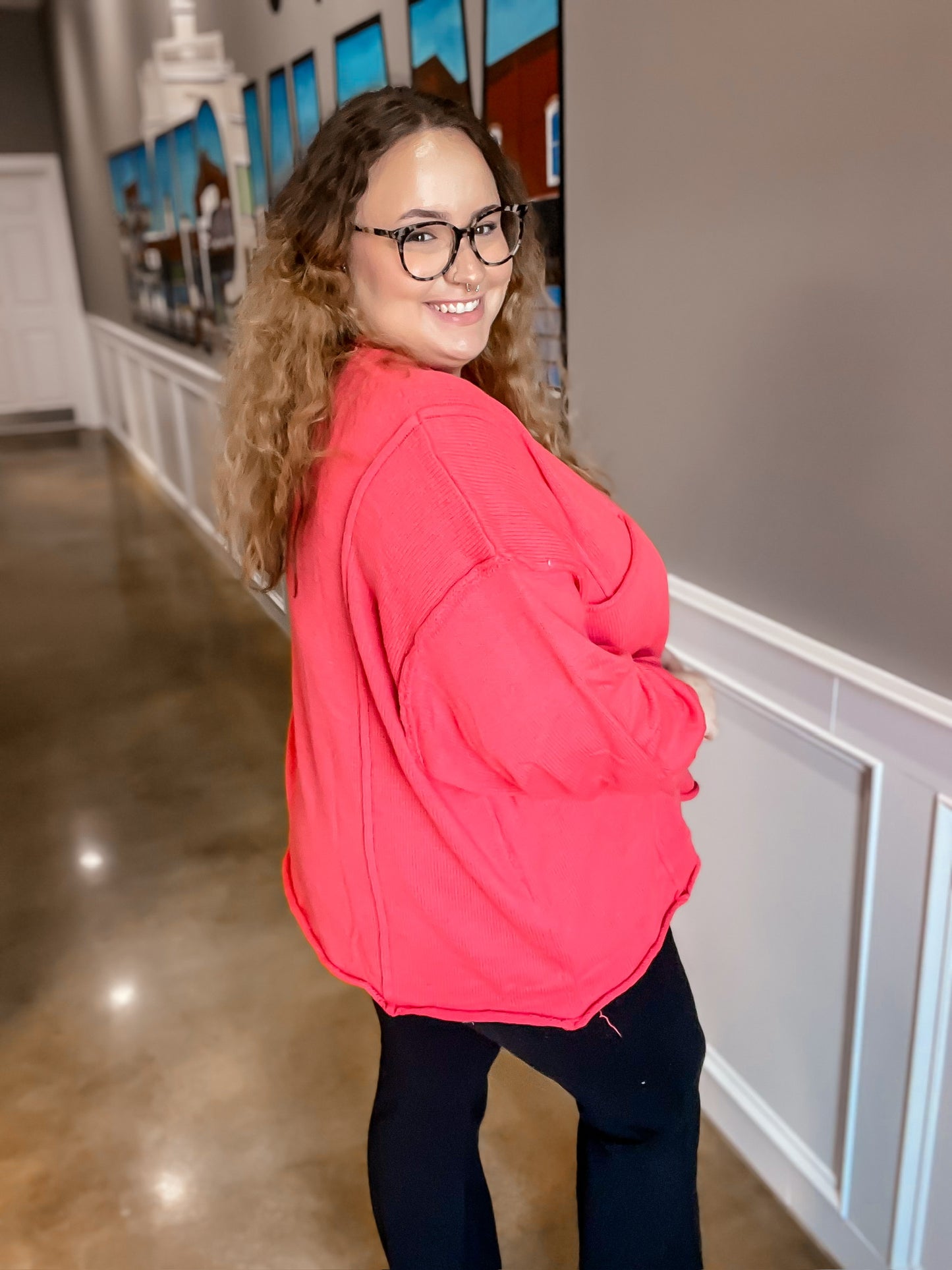 Coral Sweater Top