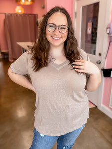 Curvy Basic Vneck - Tan