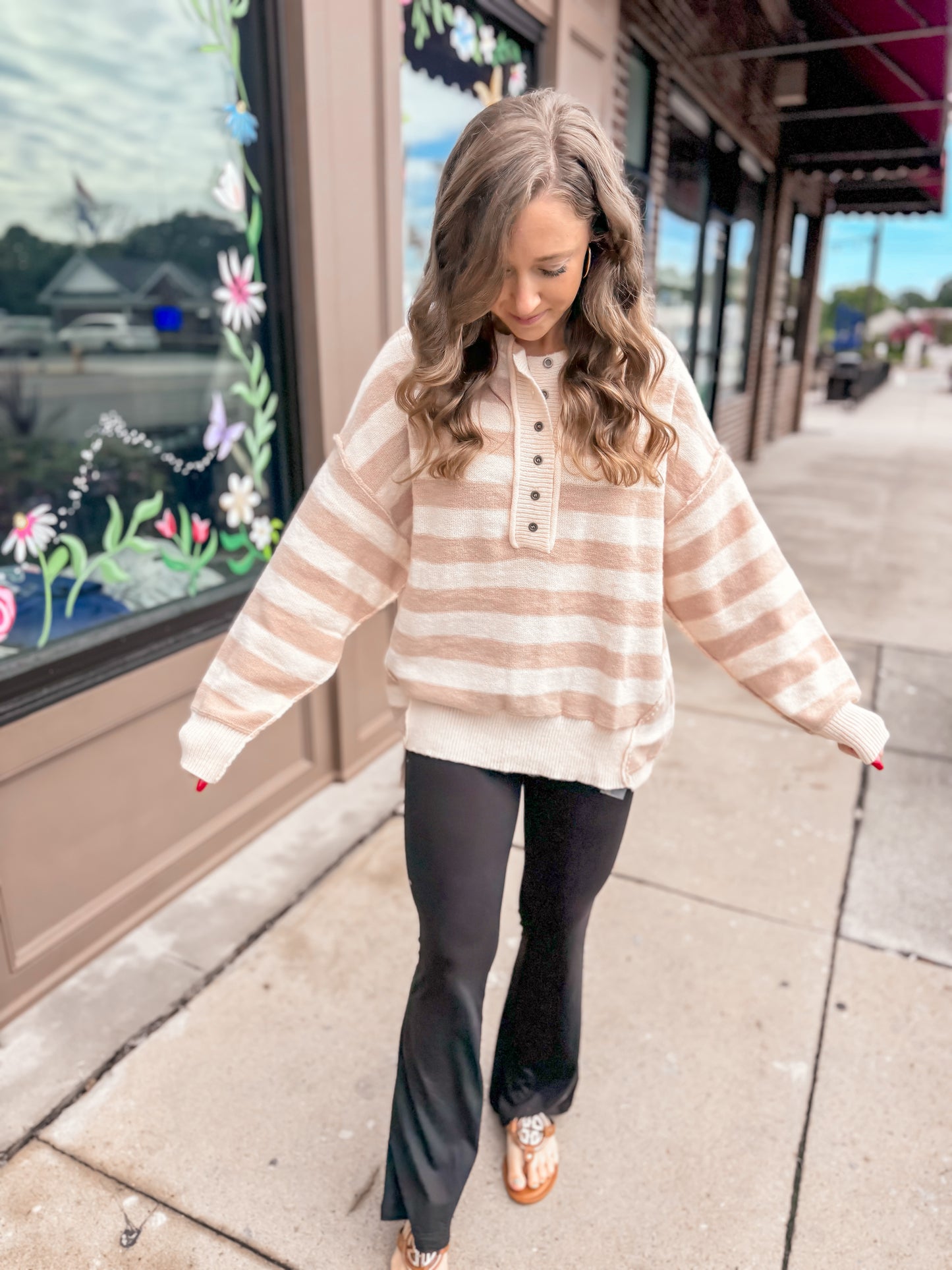 Neutral Striped Lover Top