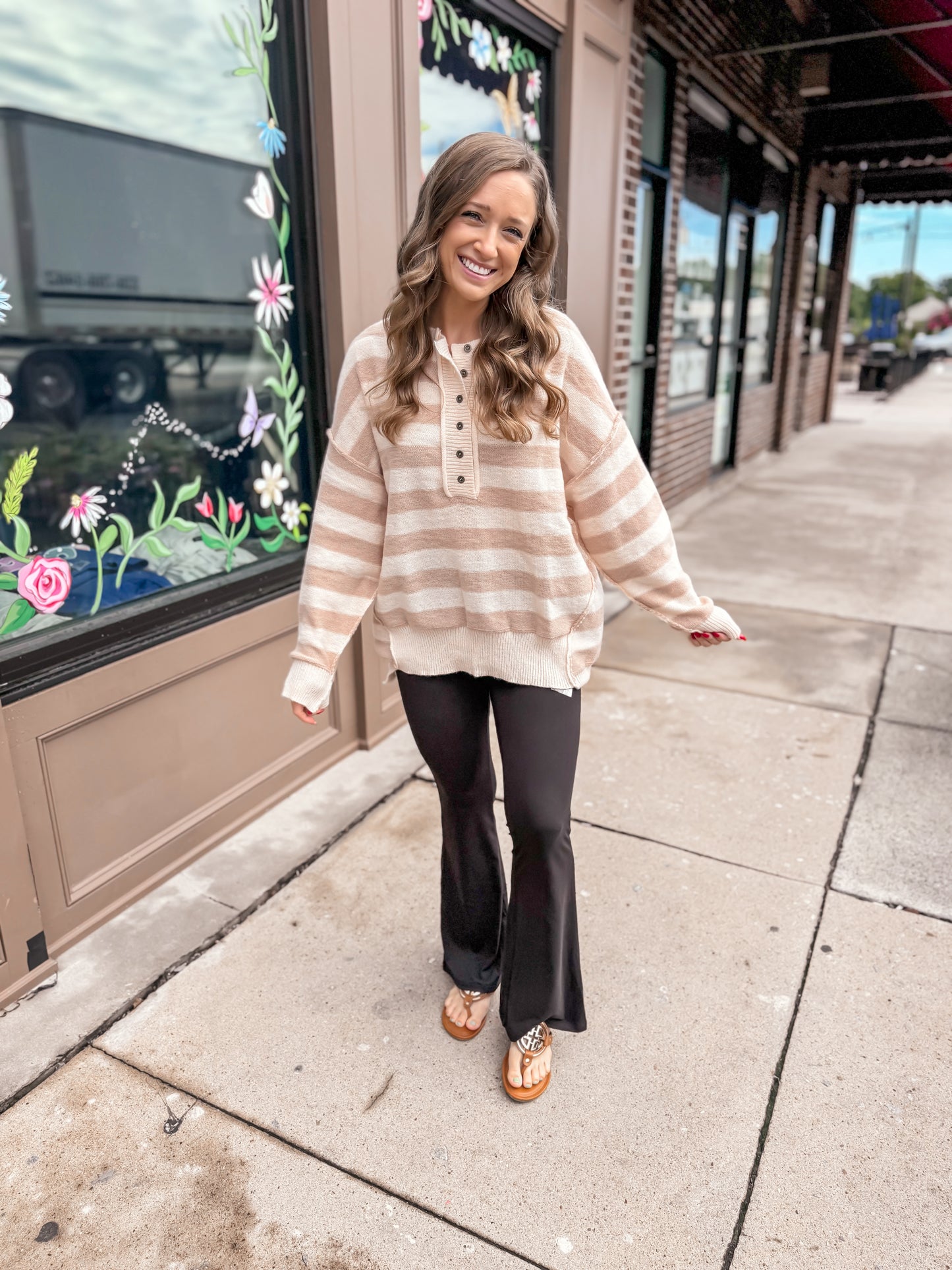 Neutral Striped Lover Top